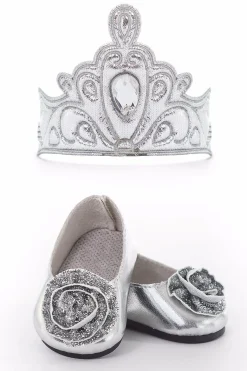 Doll Dress Ups>Little Adventures Doll Shoes And Tiara Silver