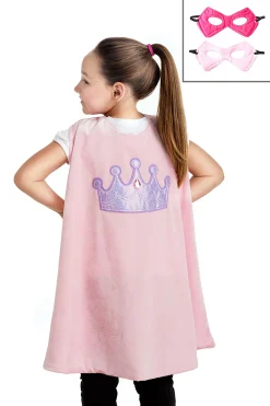 Dress Ups>Little Adventures Pink Crown Cape & Mask Set