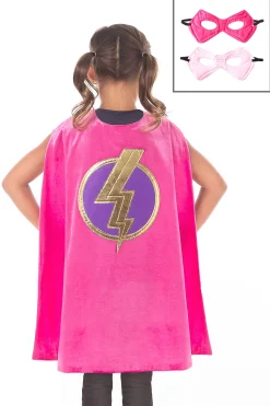 Cloaks>Little Adventures Pink Hero Cape & Mask Set